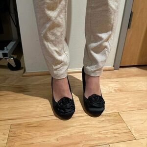 Fergalicious Black Heels with Floral Accent